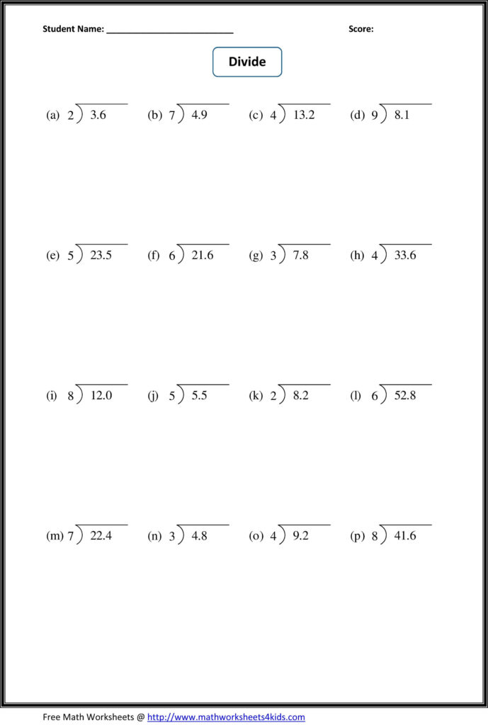 Dividing Decimals Worksheets Decimals Worksheets Division Worksheets Math Division Worksheets