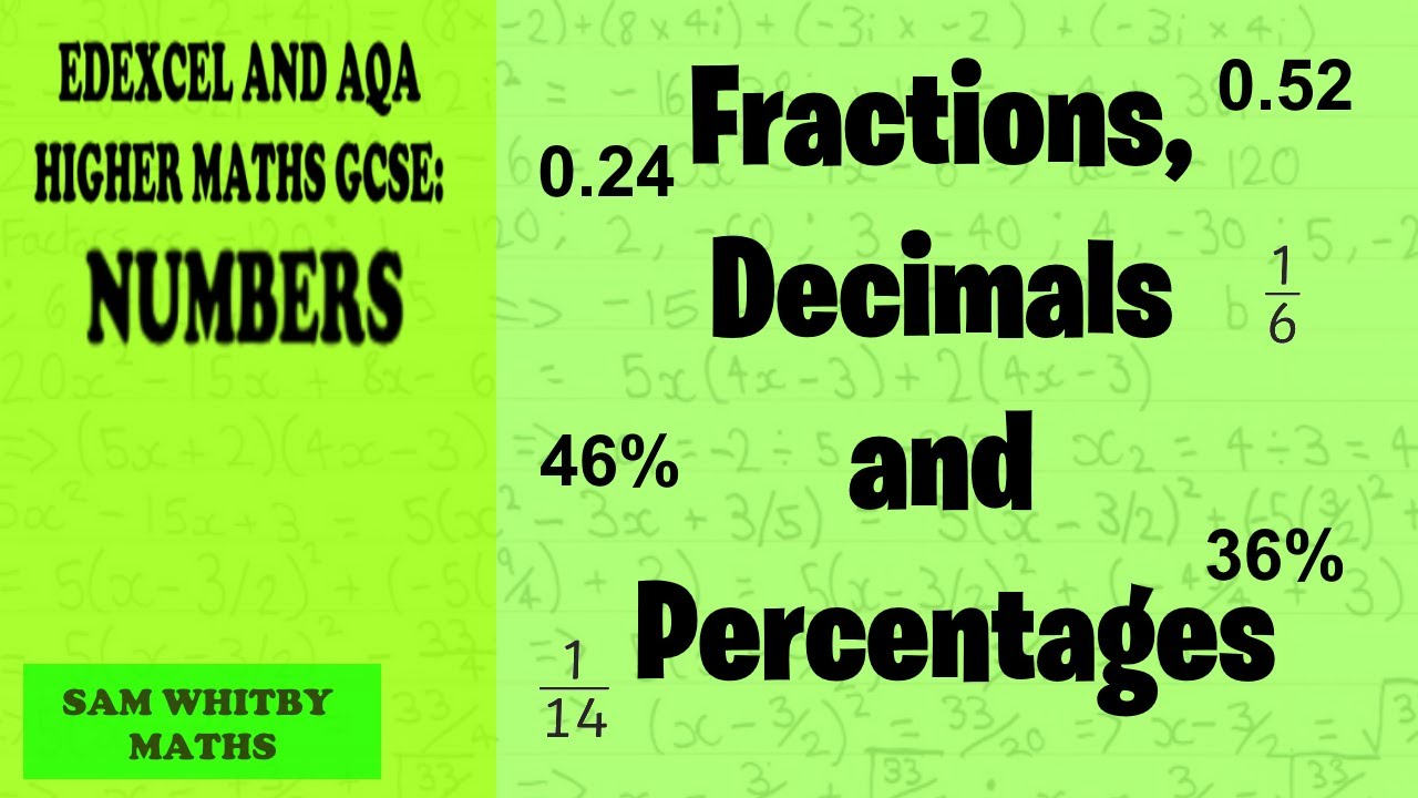 Edexcel AQA Higher Maths GCSE Fractions Decimals And Percentages 