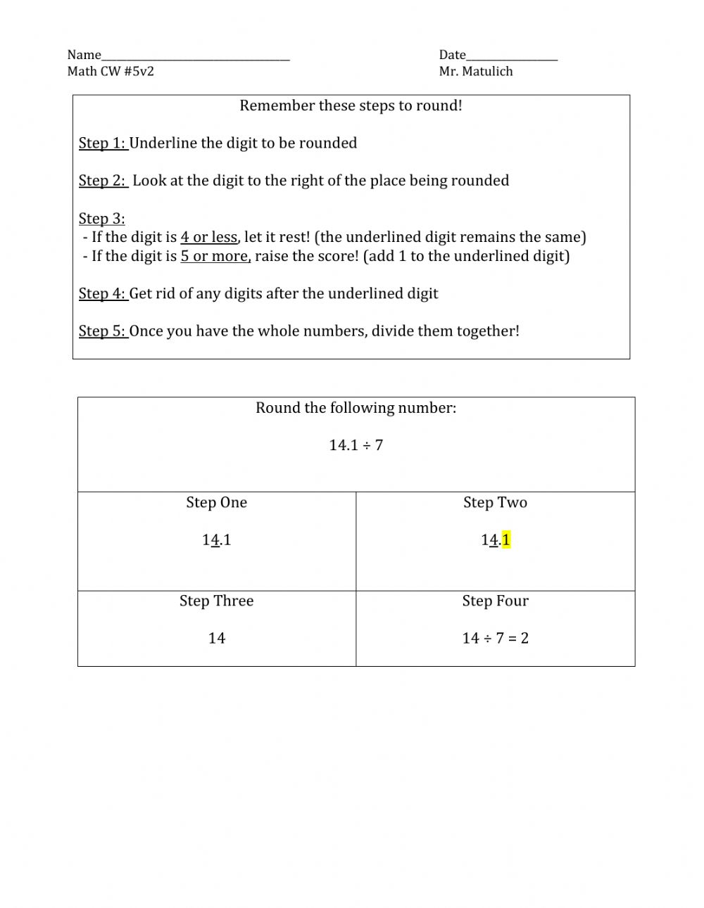 Estimating Decimal Quotients Worksheet