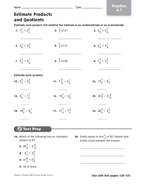 Estimating Products And Quotients Worksheets Worksheets Master