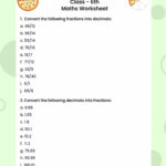 Fraction And Decimals Exercise For CBSE Class 6 Maths Free Worksheet