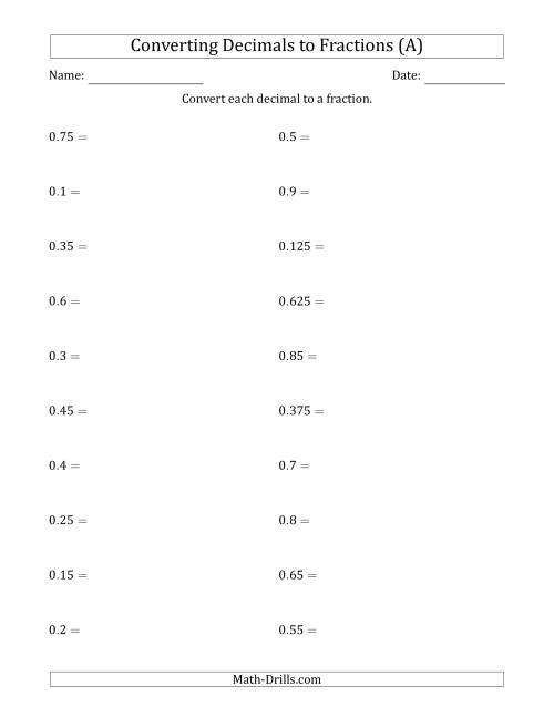 Fractions To Decimals Worksheets K5 Learning Grade 6 Math Worksheets