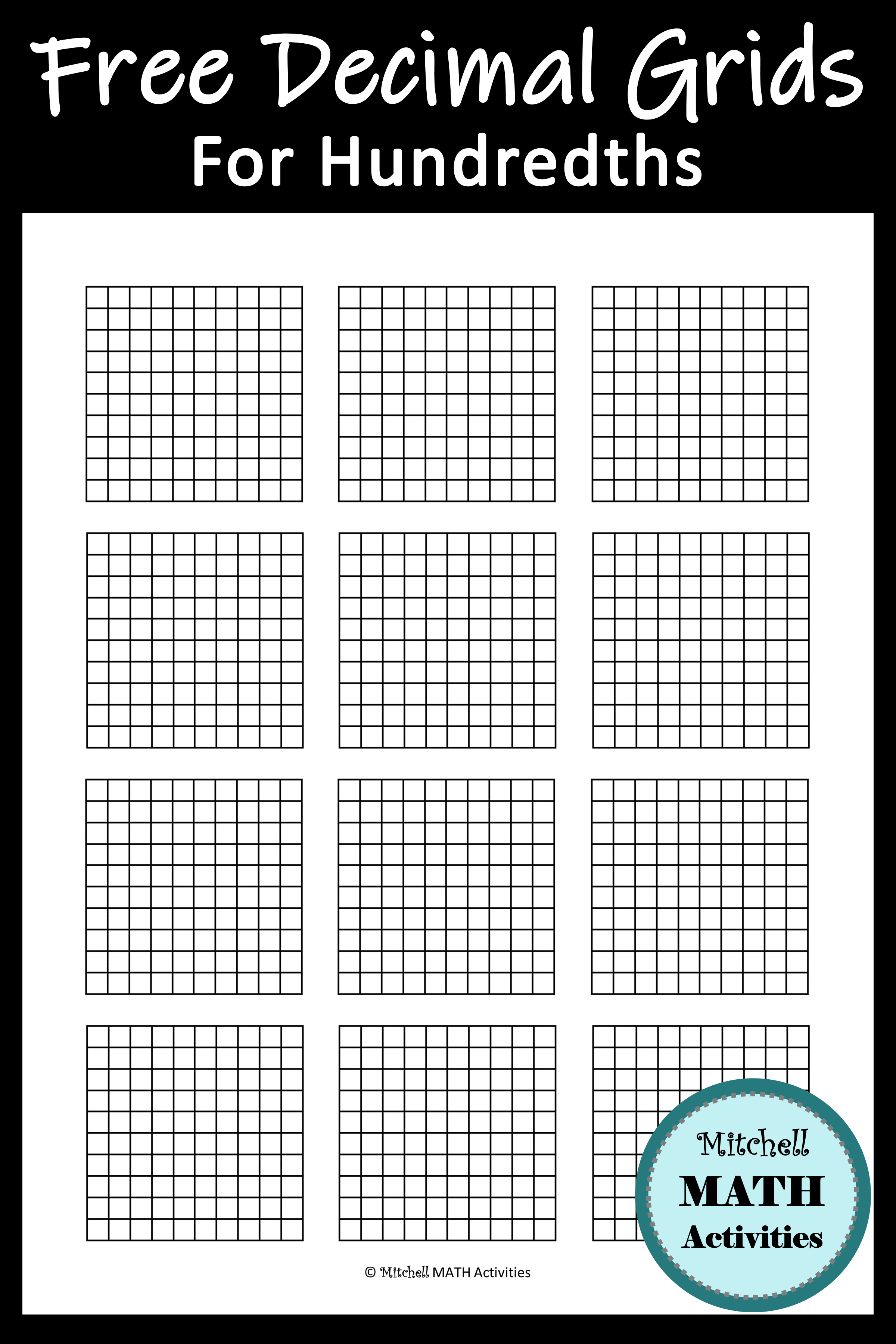 FREE Printable Decimal Grid Models For Tenths And Hundredths Plus A 