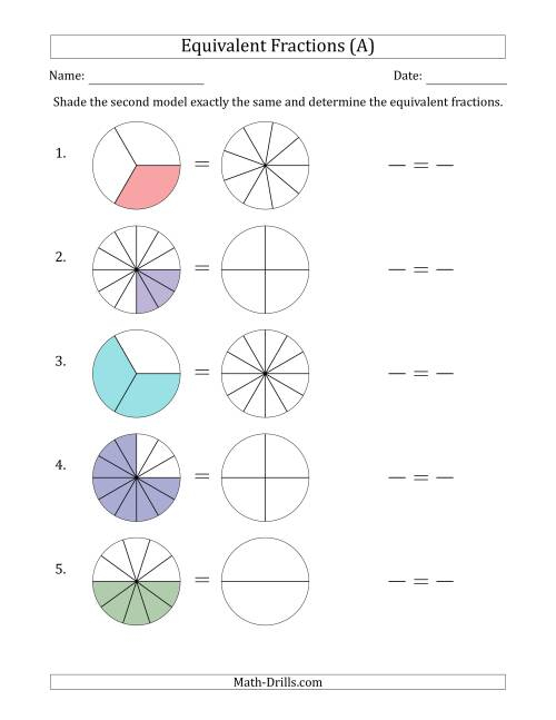 Grade 4 Math Worksheets Equivalent Fractions K5 Learning Equivalent 