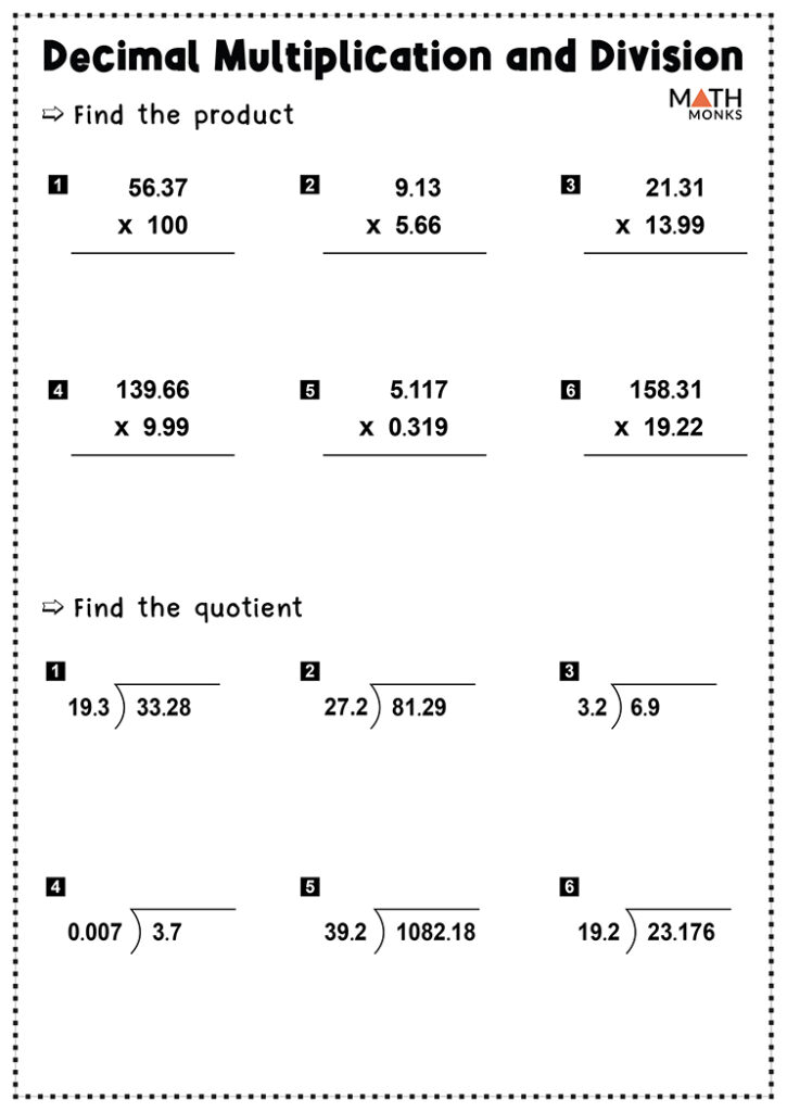 Grade 5 Math Multiplying Decimals Worksheets Decimal Worksheets