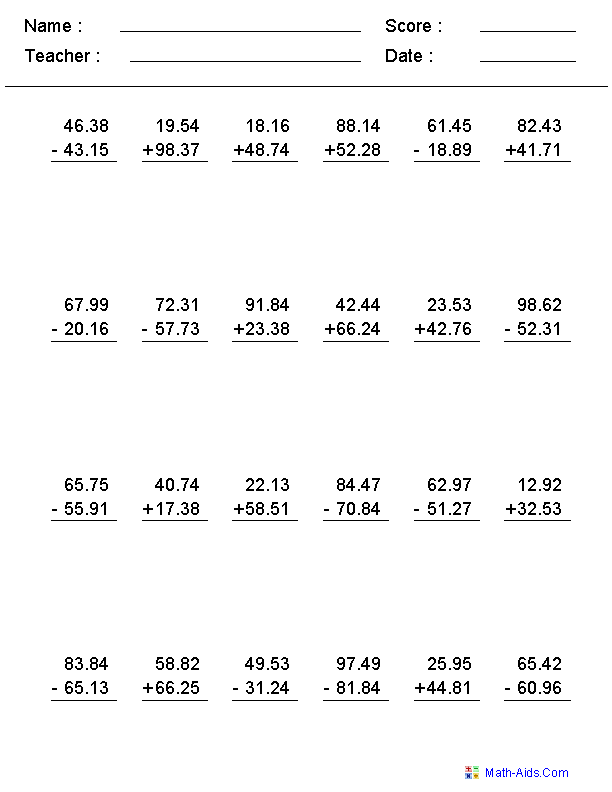 Grade 5 Math Worksheets Decimal Multiplication 1 2 Digits K5 Learning 