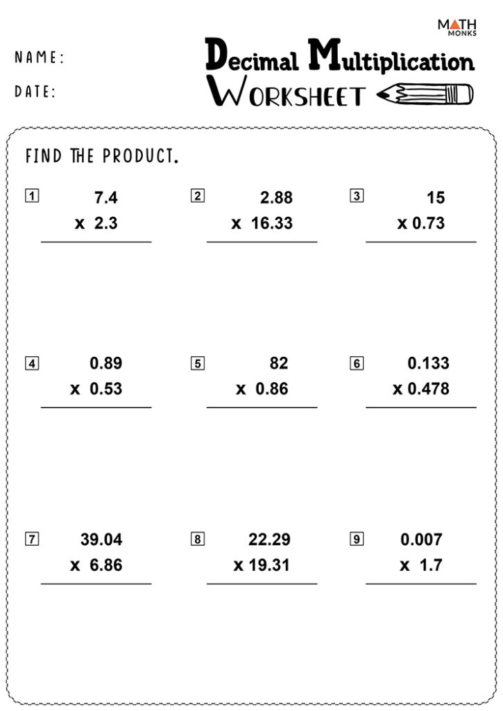 Grade 6 Multiplication Of Decimals Worksheets Free Printable K5 