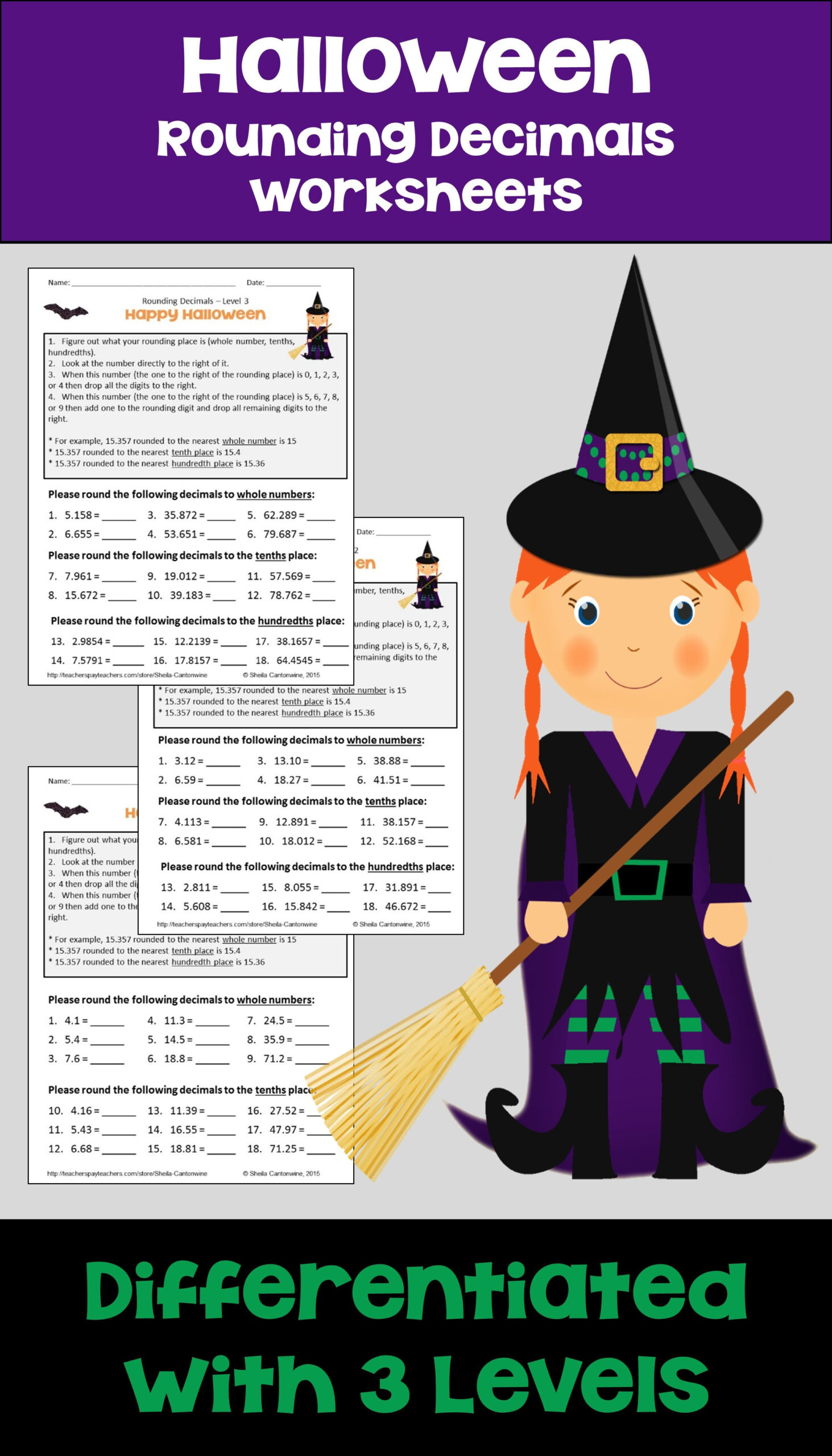 Halloween Math Is Fun For Kids With These Printable Decimal Worksheets 