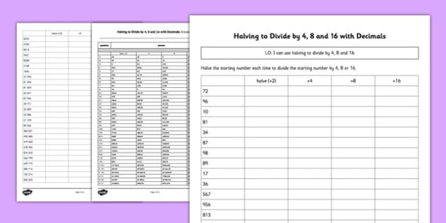 Halving Decimals Ks2 Halting Time