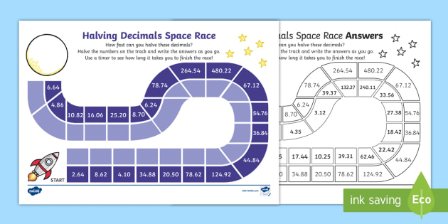 Halving Decimals With 2 Decimal Places Race Activity Doubling 