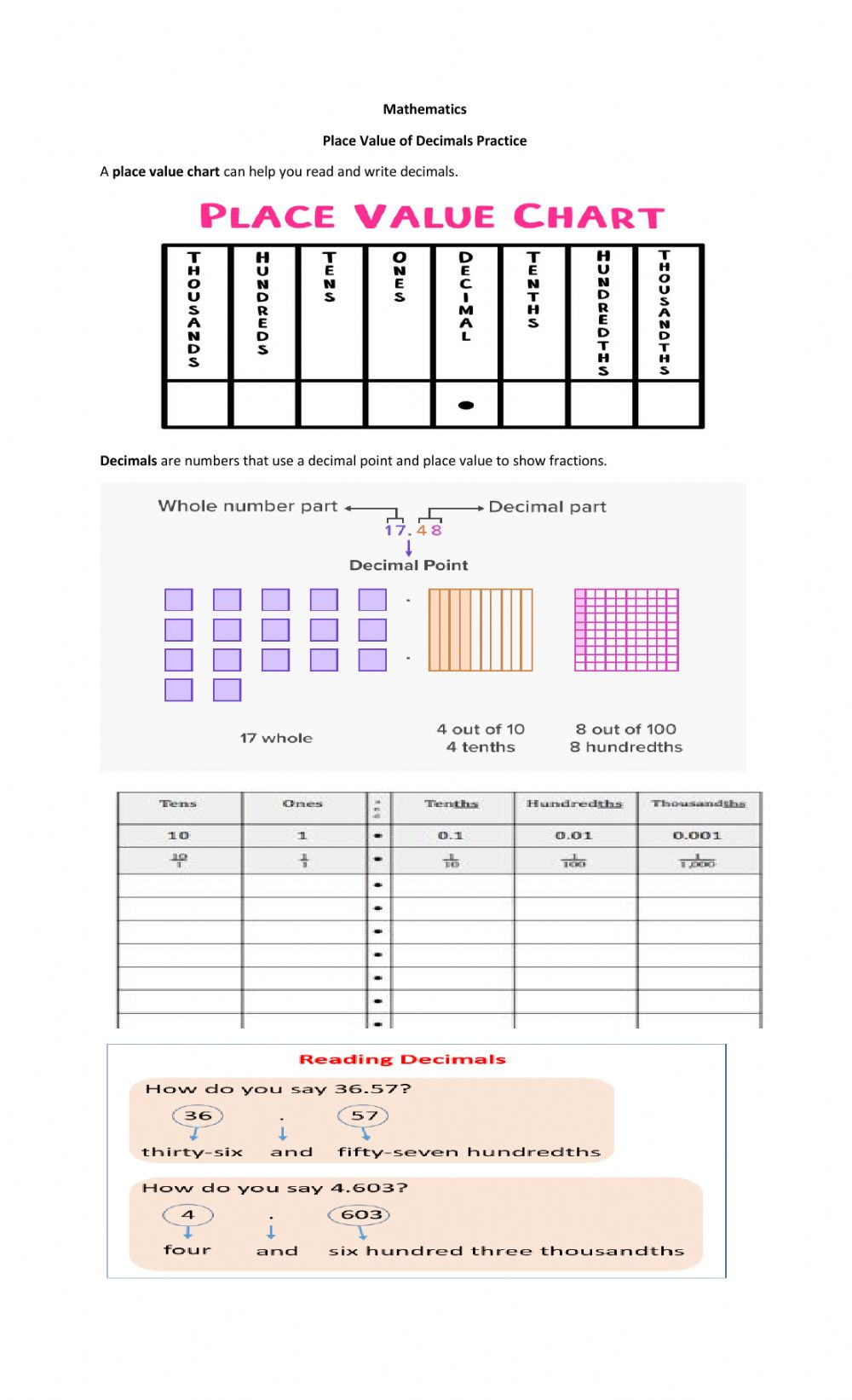 How To Write Decimals Utaheducationfacts