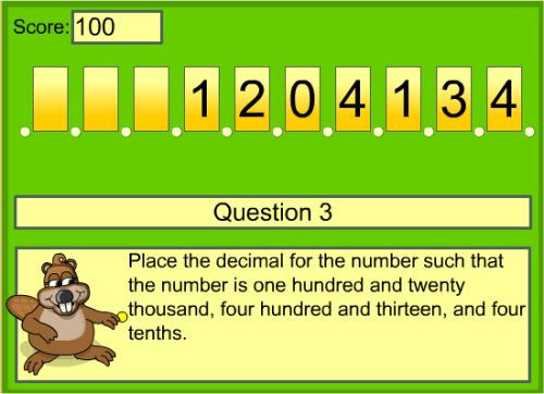 Interactive Decimal Game For Kids Click The Decimal Point