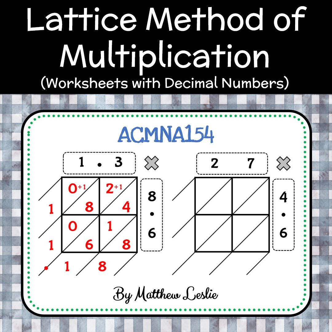 Lattice Method Of Multiplication Worksheets With Decimal Numbers 