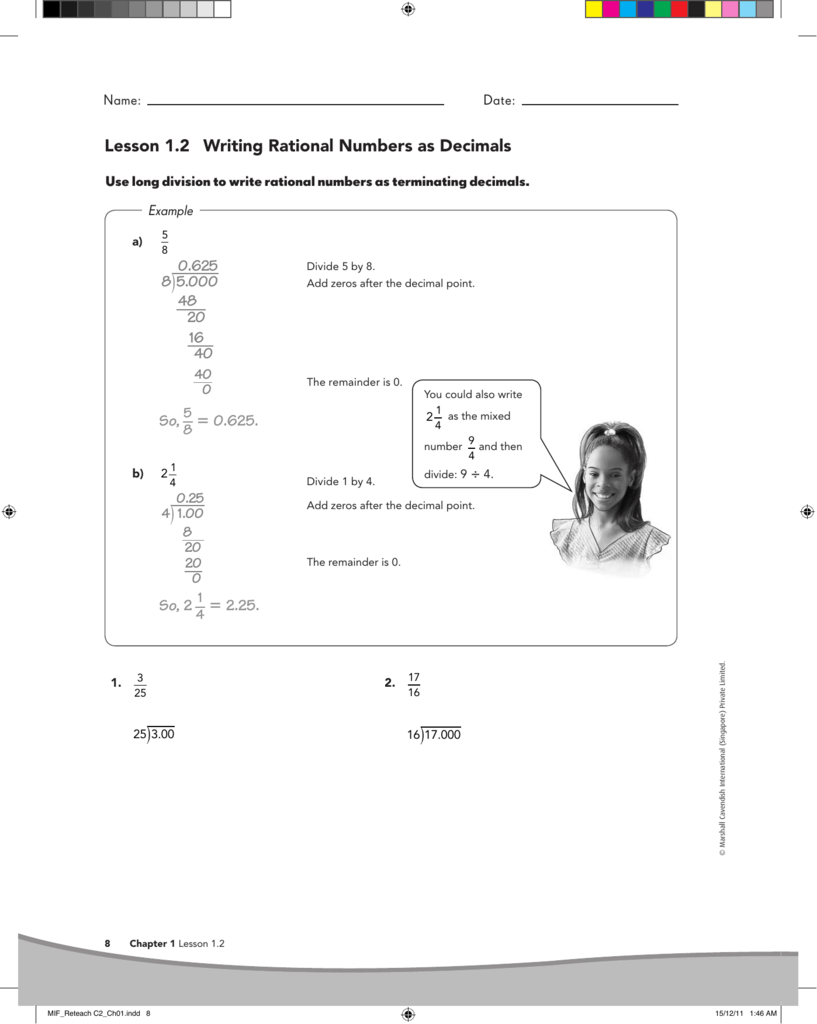 Lesson 1 2 Writing Rational Numbers As Decimals