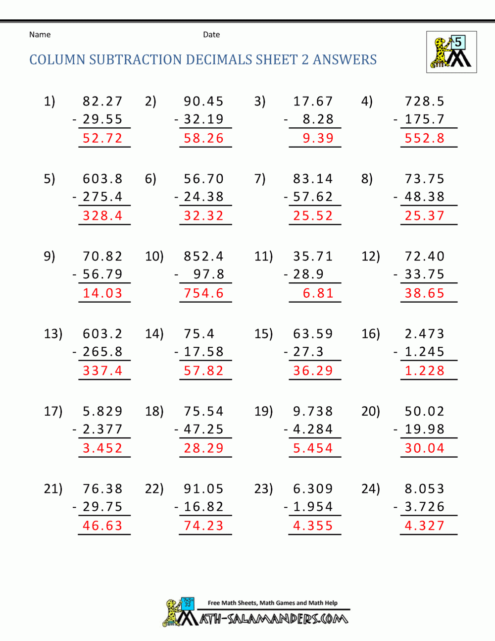 Math Adding And Subtracting Decimals Pauline Carl s 3rd Grade Math 