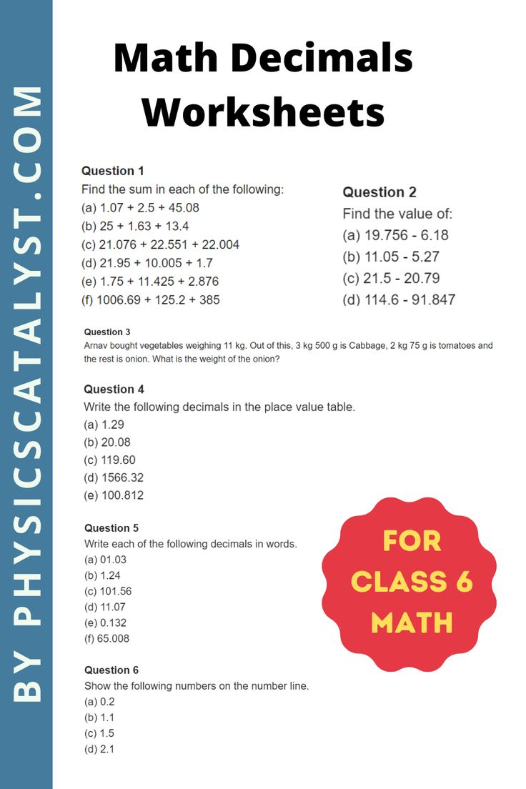 Math Decimals Worksheets Math Decimals Decimals Worksheets Grade 6 