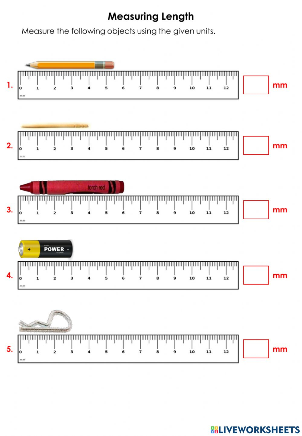 Measuring Length In Mm And Cm Worksheet