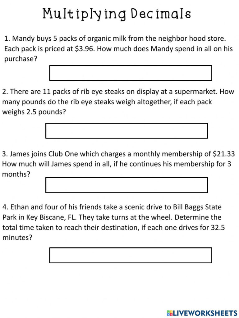 Mixed Decimals Word Problems For Grade 5 K5 Learning Decimal Word 