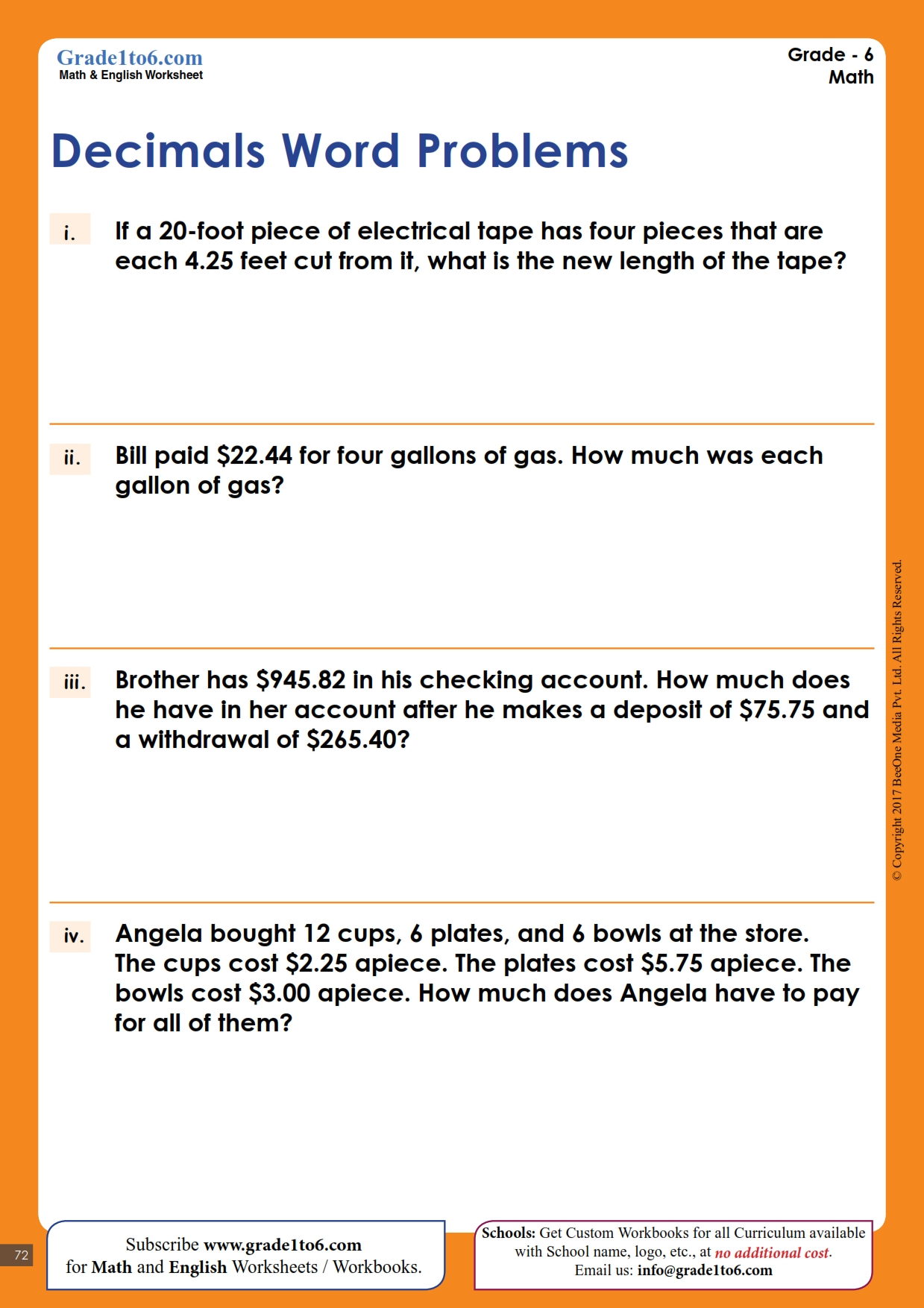 Mixed Decimals Word Problems For Grade 5 K5 Learning Decimal Word 