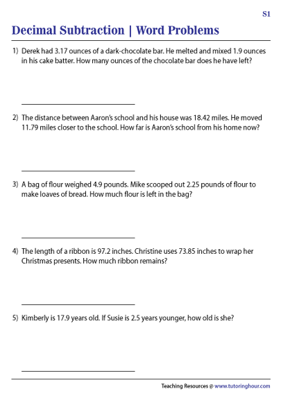 Mixed Decimals Word Problems For Grade 5 K5 Learning Decimal Word 