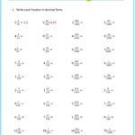 Mixed Fractions To Decimal Free Math Worksheets Fractions To