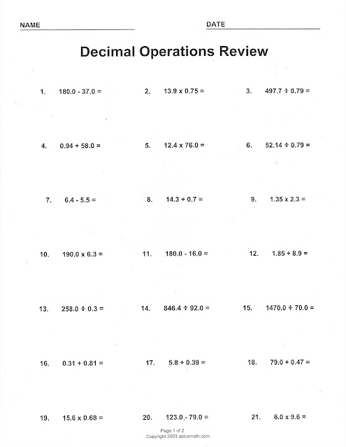 Mrs White s 6th Grade Math Blog DECIMAL OPERATIONS REVIEW