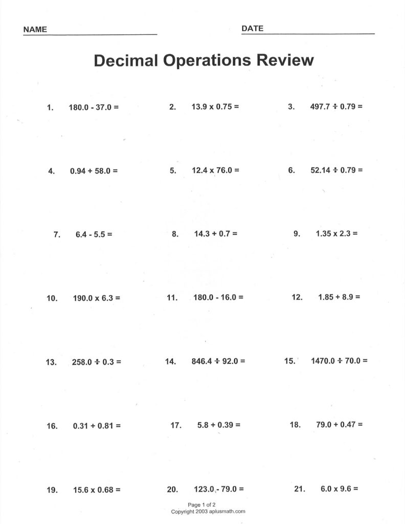 Mrs White s 6th Grade Math Blog DECIMAL OPERATIONS REVIEW