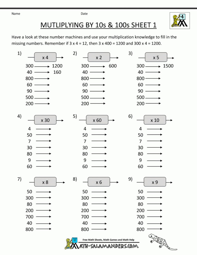 Multiplication Of Decimals By 10 100 And 1000 Worksheets Times Tables 