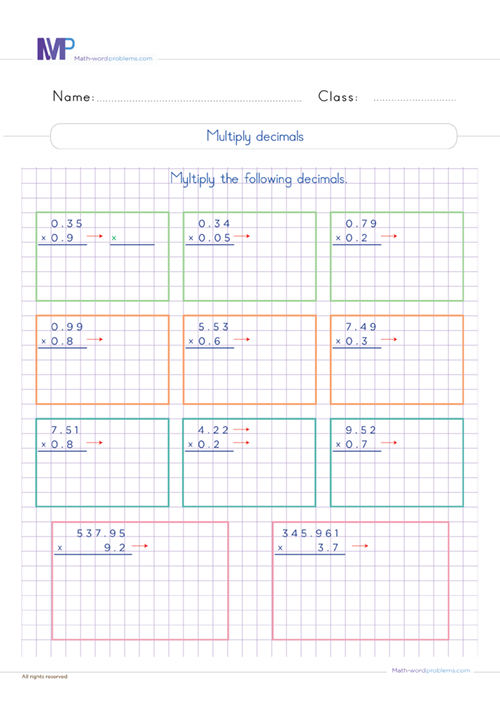 Multiply And Divide Decimals Worksheets