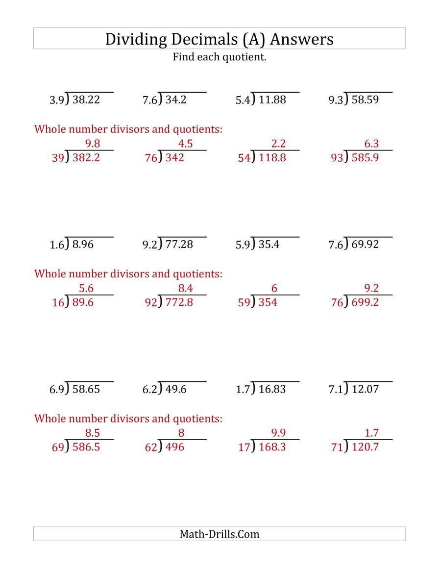 Multiplying And Dividing Decimals Worksheets Ks3 Elmer Son s 