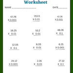 Multiplying By 0 1 0 01 And 0 001 Worksheet FREE