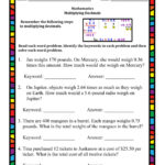 Multiplying Decimals Word Problems Worksheet