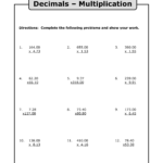 Multiplying Decimals Worksheets 5Th Grade