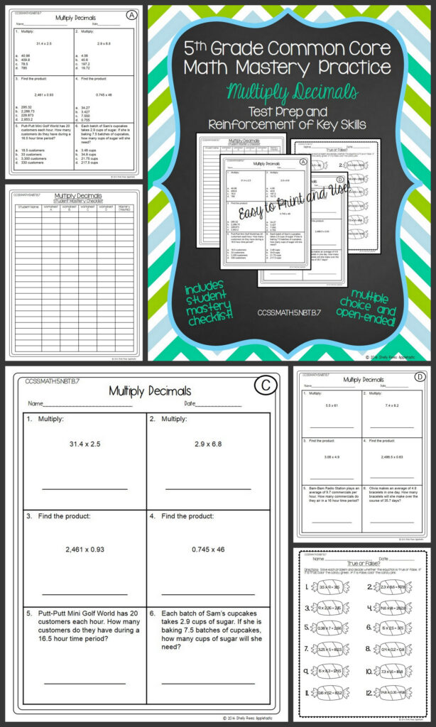 Multiplying Decimals Worksheets Common Core Math Math Facts Fifth 