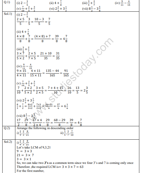 NCERT Solutions Class 7 Mathematics Fractions And Decimals