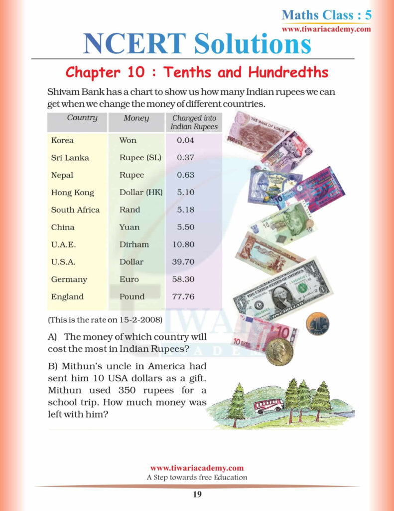 NCERT Solutions For Class 5 Maths Chapter 10 Tenths And Hundredths 