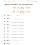 Percentages And Decimals Worksheet For Kids Percent To Decimal