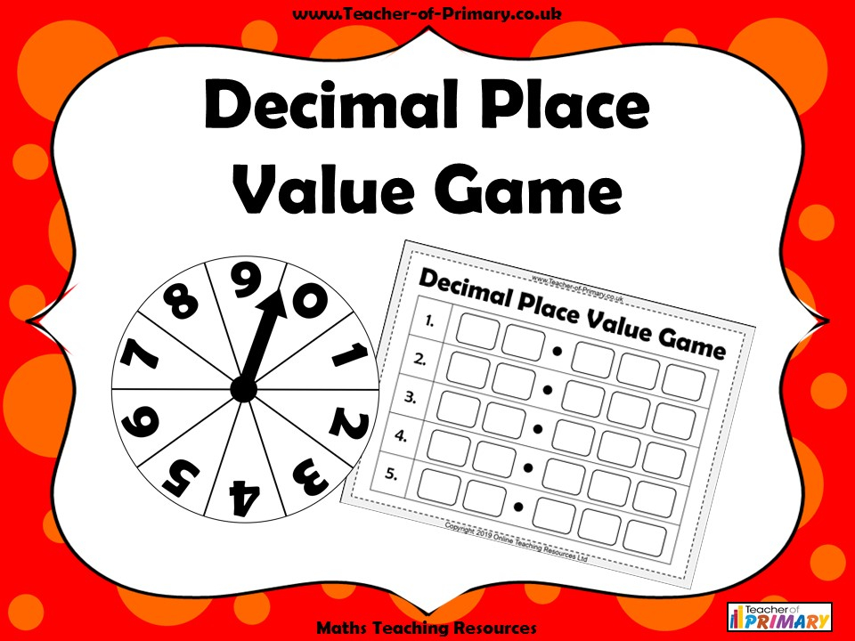 Place Value Of Decimal Numbers Activity Maths Worksheets Decimal