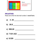 Place Value Of Decimals Exercise