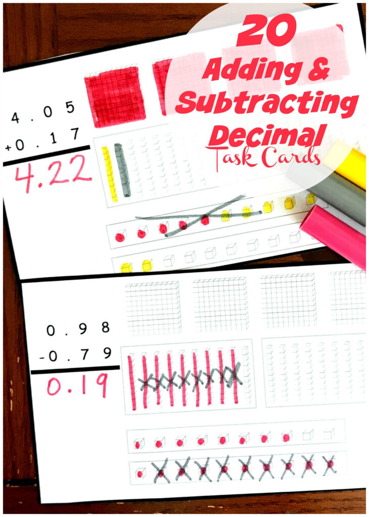 Practice Adding And Subtracting Decimals Using Base Ten Blocks With 20