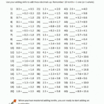 Practice Adding Decimals Worksheets 99Worksheets