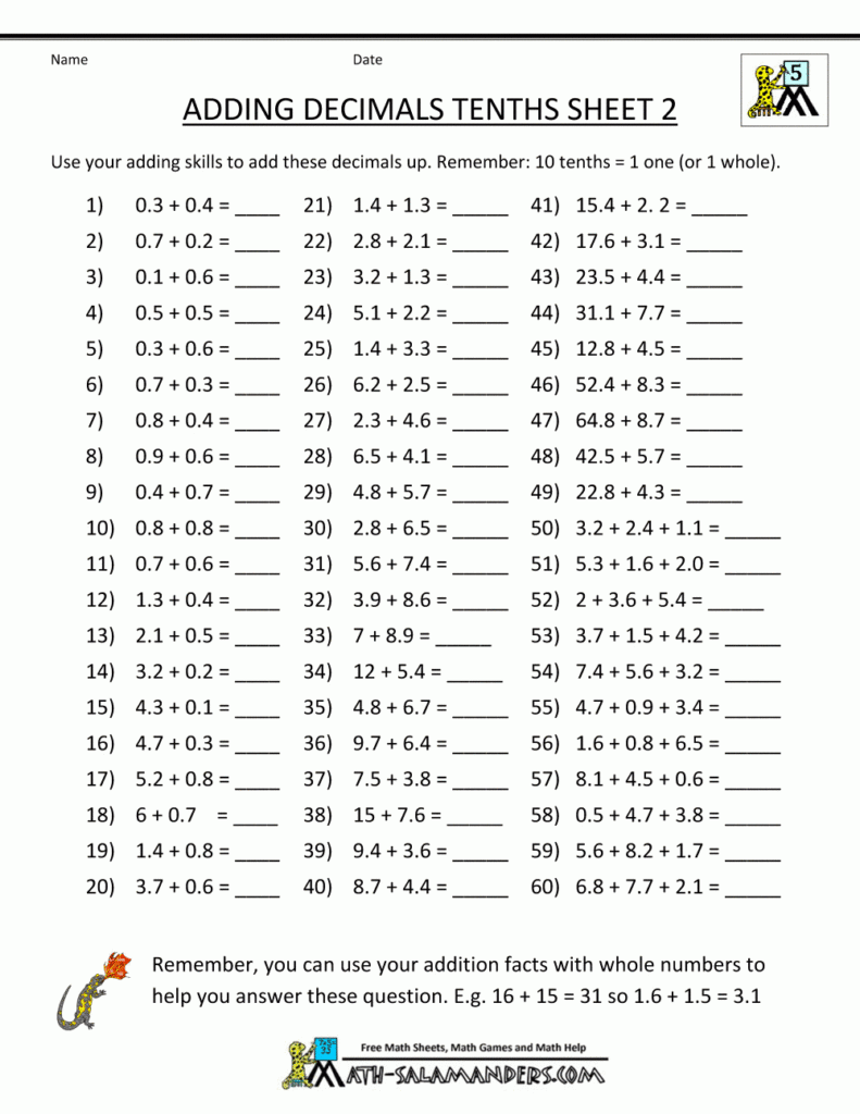 Printable Math Worksheets 4Th 5Th Grade Printable Worksheets