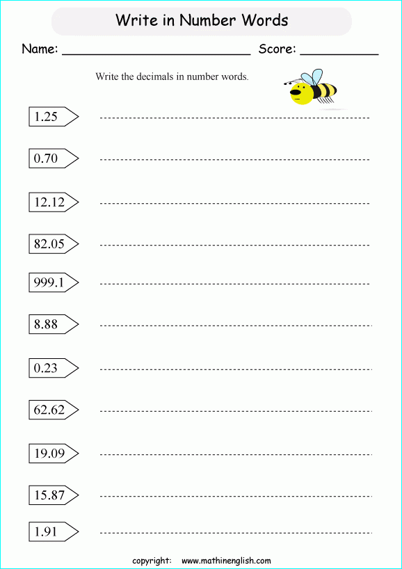 Printable Primary Math Worksheet For Math Grades 1 To 6 4 Writing 