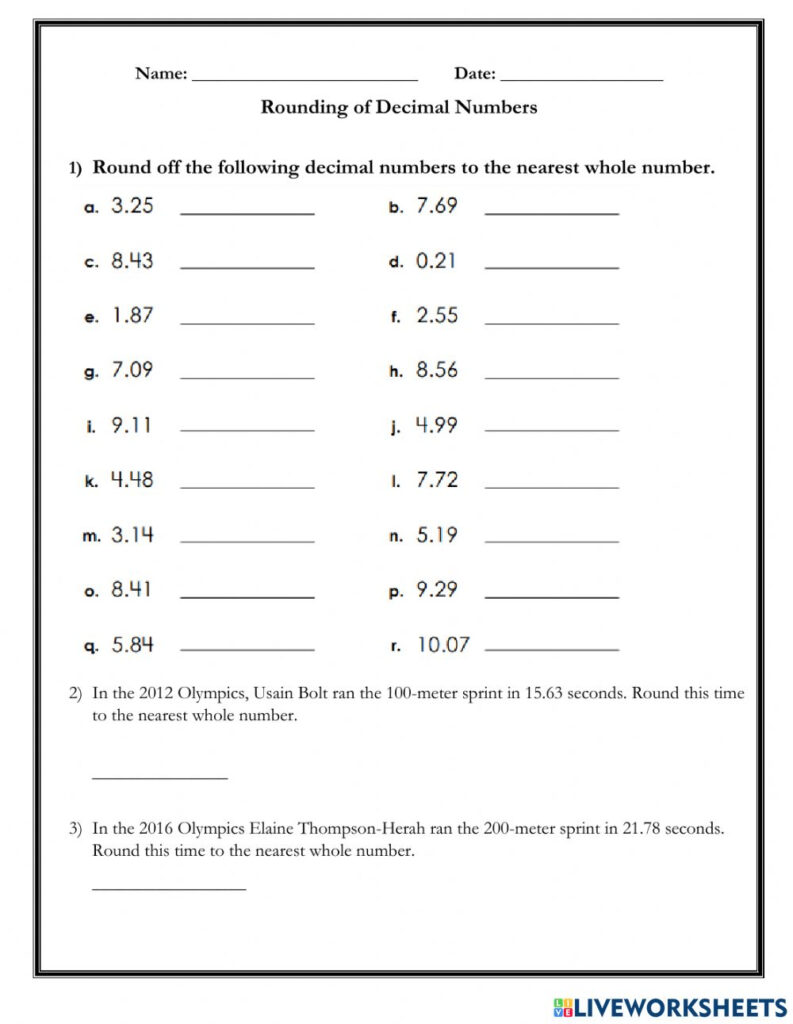 Rounding Decimals 5th Grade Math Worksheet Greatschools Rounding 