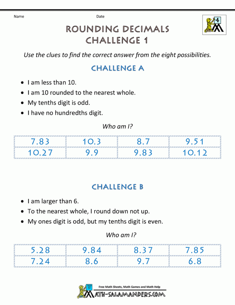 Rounding Decimals To The Nearest Whole