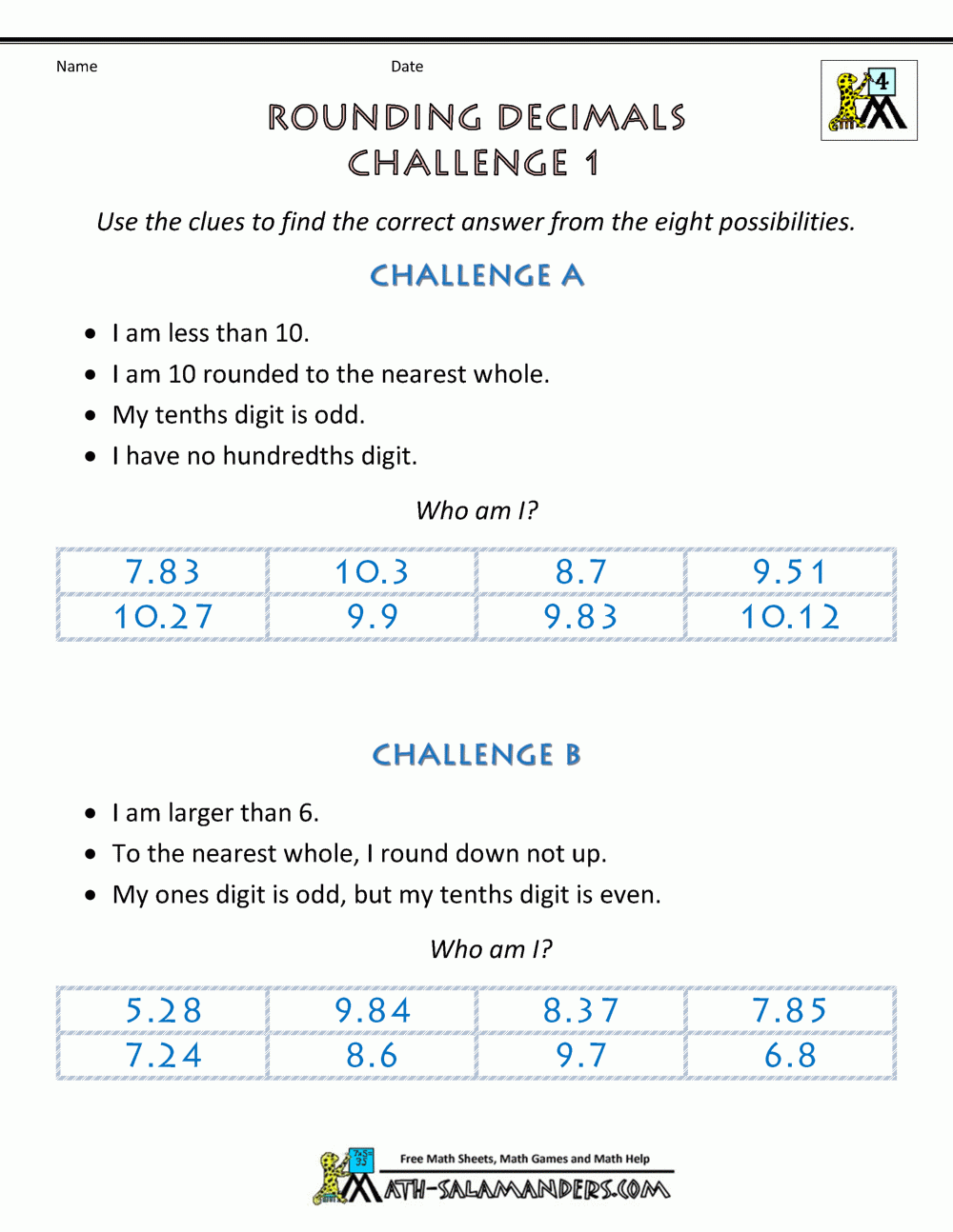 Rounding Decimals To The Nearest Whole