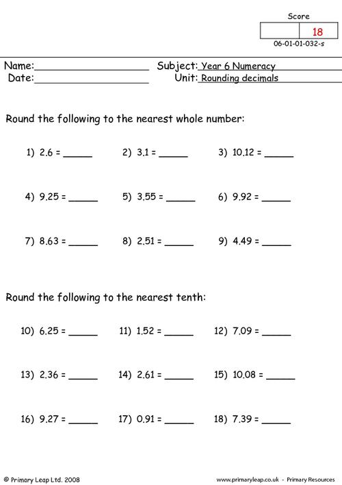 Rounding Decimals Worksheet Grade 5