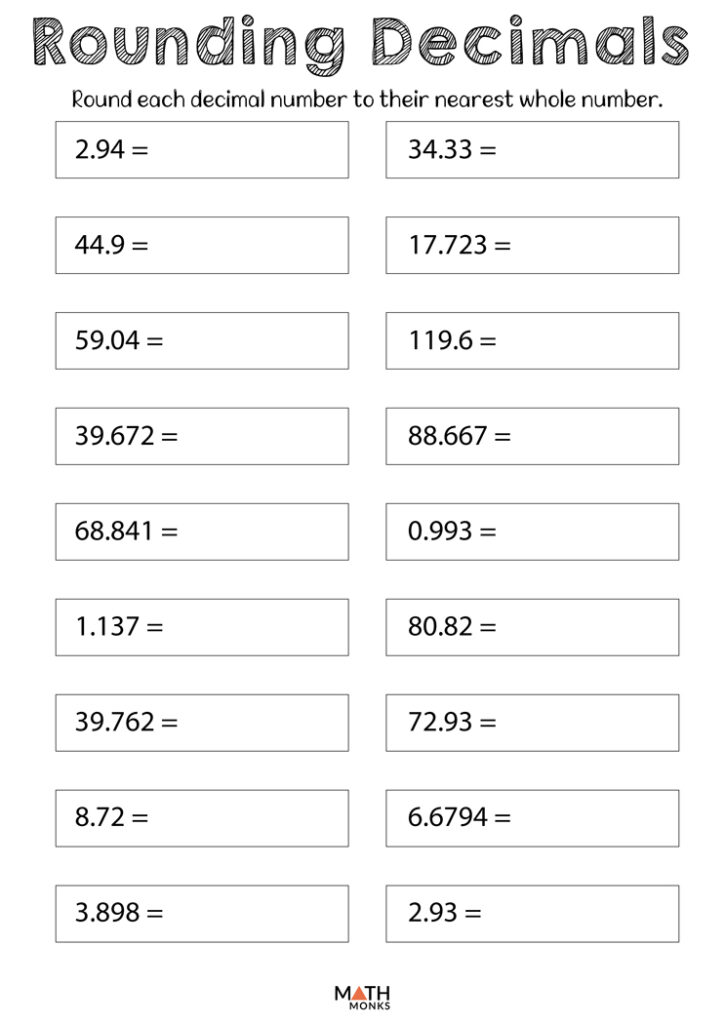 Rounding Decimals Worksheets Math Monks