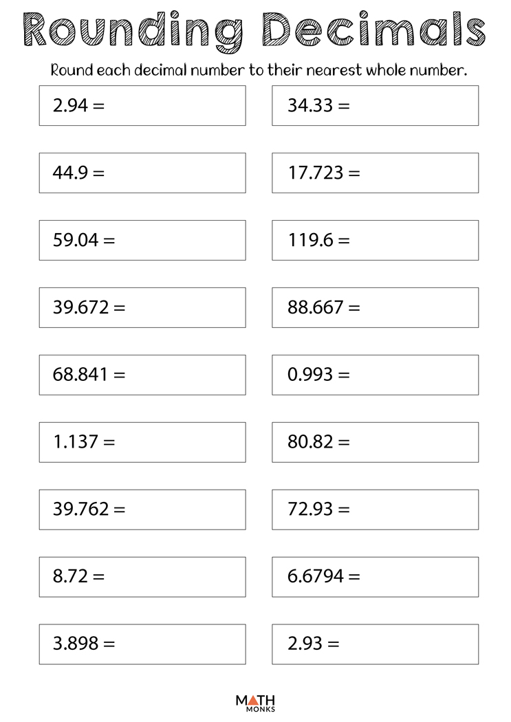 Rounding Decimals Worksheets Math Monks