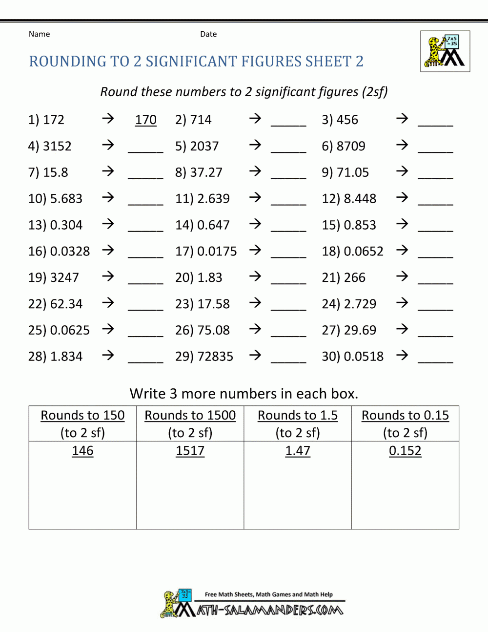 Rounding Significant Figures Db excel